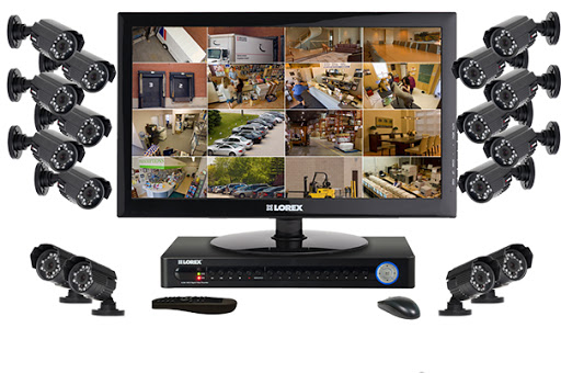 Câmeras e monitor de CFTV