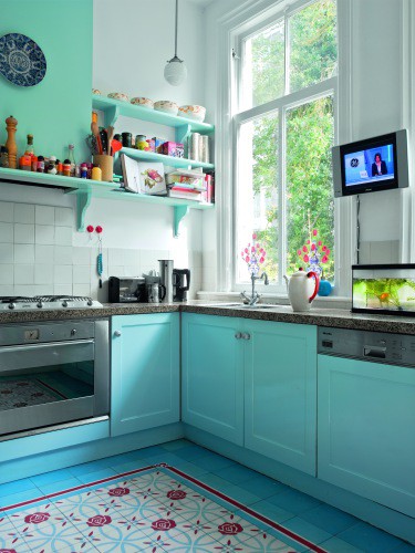 Cozinha azul Estilo Cool